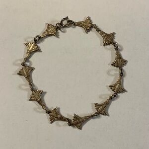 Vintage .800 Sterling Silver Fan Egyptian Link Bracelet 7.5” 6.8 Grams Antique